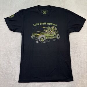 Zero Foxtrot T-Shirt Men Small Army Black Skull Slay With Friends Tank Gun Truck